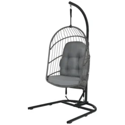 Tangkula Modern Rattan Hanging Egg Swing Chair W/Stand Foldable Cushioned Hammock Gray/Beige 18 Tangkula Modern Rattan Hanging Egg Swing Chair W/Stand Foldable Cushioned Hammock Gray/Beige -Tangkula GUEST df19a837 4238 4816 a640 e2bf50ae00c7