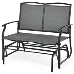 Tangkula 2 Person Swing Glider Bench Patio Rocking Lounge Chair W/Steel Frame For Garden Backyard Balcony Gray/Black -Tangkula GUEST df45e1ef cea9 40a4 9cb4 a892639ff532