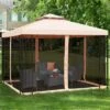 Tangkula 10'x10'Outdoor Canopy Gazebo Art Steel Frame 2-Tiers Party Patio Large Canopy Gazebo W/Netting&Side Walls -Tangkula GUEST dfcb1d1f 163d 4783 baf7 b93c70ef19fa