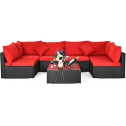 Tangkula 7-Piece Patio PE Rattan Sectional Sofa Furniture Set Wicker Sofa Conversation Set -Tangkula GUEST dfd8ee90 b1f1 4bf9 a36e cea28302142f