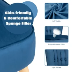 Tangkula Velvet Armless Chair & Ottoman Set Leisure Sofa Chair With Footstool Pink BlueGreen -Tangkula GUEST e07cfbcc ff02 430a ac54 488251f0e12e