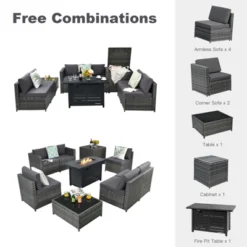 Tangkula 9 PCS Rattan Dinning Set Wicker Sofa W/Propane Gas Fire Pit 60,000 Btu Heater 23 Tangkula 9 PCS Rattan Dinning Set Wicker Sofa W/Propane Gas Fire Pit 60,000 Btu Heater -Tangkula GUEST e0c2d5b8 b864 4419 bddc 4a652cd26d9d