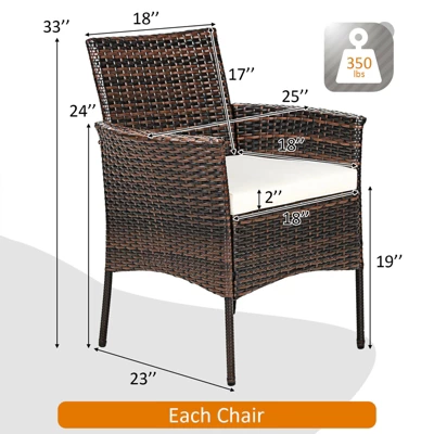 Tangkula Outdoor 4 PCS Rattan Dining Chair Patio Cushioned Arm Chair W/Zipper Brown 10 Tangkula Outdoor 4 PCS Rattan Dining Chair Patio Cushioned Arm Chair W/Zipper Brown - Image 8