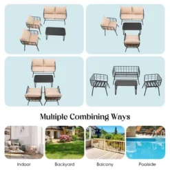 Tangkula 4PCS Patio Conversation Set Outdoor Furniture Set W/ Cushions Steel Structure -Tangkula GUEST e192378d a91d 45f5 ba5d 44f4f0e8cd9f
