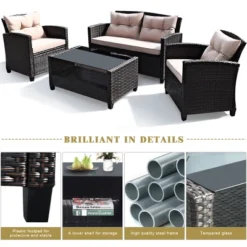 Tangkula Outdoor Rattan Conversation Set 4 Pieces Patio Wicker Chairs -Tangkula GUEST e1aba971 fc65 4c5e b767 6af7a619114d