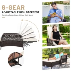 Tangkula Patio Chaise Lounge Chair Six-Position Adjustable Outdoor Recliner With Cushion & Pillow For Poolside Balcony Backyard 15 Tangkula Patio Chaise Lounge Chair Six-Position Adjustable Outdoor Recliner With Cushion & Pillow For Poolside Balcony Backyard -Tangkula GUEST e1e7da28 b7ee 46f9 be55 047778a5b956