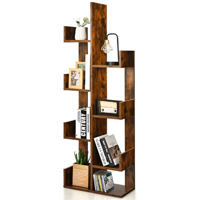 Tangkula 8-Tier Modern Bookshelf Anti-fall Tree Bookcase Storage Rack Suitable For Home & Office Brown/White/Black 6 Tangkula 8-Tier Modern Bookshelf Anti-fall Tree Bookcase Storage Rack Suitable For Home & Office Brown/White/Black - Image 4