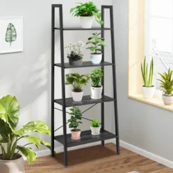 Tangkula 4-Tier Ladder Bookshelf Display Ladder Rack Free-Standing Plant