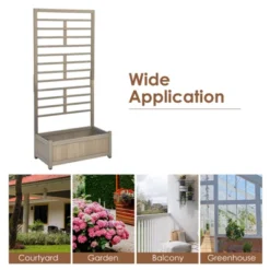 Tangkula 68" Wood Planter Box With Trellis Plant Raised Bed For Flower Climbing For Garden Balcony Patio Yard 12 Tangkula 68" Wood Planter Box With Trellis Plant Raised Bed For Flower Climbing For Garden Balcony Patio Yard -Tangkula GUEST e27d37af 0044 4ce7 b3ba 60df0c94acfb