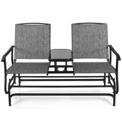 Tangkula Patio Loveseat Rocking 2 Person Outdoor Double Glider Chair With Center Table -Tangkula GUEST e2bcff51 d311 4cd2 96c4 ba15576af792