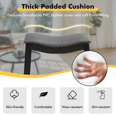 Tangkula Set Of 2 Saddle Bar Stools Bar Height Kitchen Chairs W/ Rubber Wood Legs 7 Tangkula Set Of 2 Saddle Bar Stools Bar Height Kitchen Chairs W/ Rubber Wood Legs - Image 5