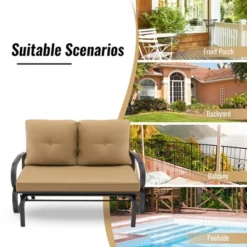 Tangkula 2-Person Outdoor Patio Glider Bench Swing Seat Bench W/ Seat & Back Cushions 17 Tangkula 2-Person Outdoor Patio Glider Bench Swing Seat Bench W/ Seat & Back Cushions -Tangkula GUEST e330e4fd 8e54 4c3a 8cd6 92e710882ff7