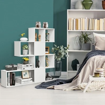Tangkula 5-Shelf Modern Ladder Corner Bookshelf Display Storage Rack For Home&Office 4 Tangkula 5-Shelf Modern Ladder Corner Bookshelf Display Storage Rack For Home&Office - Image 2