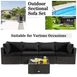 Tangkula 6-Piece Patio Furniture Set W/ 30" Propane Fire Pit Table Outdoor PE Wicker Conversation Set W/ Cushions &Tempered Glass Coffee Table -Tangkula GUEST e3eac840 f2b9 4dd1 93c1 93135d6b681b