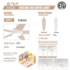 Tangkula 52" Ceiling Fan With Light And Remote Control Indoor Modern Ceiling Fan With Quiet Reversible ETL Motor Black/Silver/White 22 Tangkula 52" Ceiling Fan With Light And Remote Control Indoor Modern Ceiling Fan With Quiet Reversible ETL Motor Black/Silver/White -Tangkula GUEST e51b519d 2940 4689 99a1 4b3703ae572d