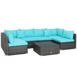 Tangkula 7PCS Patio Rattan Sectional Sofa Set Outdoor Furniture Set W/ Cushions -Tangkula GUEST e56b0766 9f27 4e4e 8713 efe8a5b27074