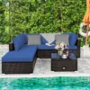 Tangkula 6PCS Patio Rattan Furniture Set Outdoor Sectional Sofa Set W/Coffee Table & Ottoman Black/Navy/Turquoise/Red/Brown -Tangkula GUEST e5d641dd acfb 454a 8175 e7490428cd32