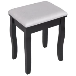 Tangkula Mirrored Dressing Table Wooden Vanity Makeup Unit W/ Cushioned Stool -Tangkula GUEST e7329f8a c191 49ef bbaf da1a68252ca3