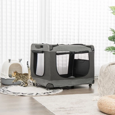 Tangkula Extra Large Portable Folding Cat Soft Crate W/ 4 Lockable Wheels Cat Carrier 3 Tangkula Extra Large Portable Folding Cat Soft Crate W/ 4 Lockable Wheels Cat Carrier