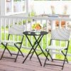 Tangkula 3PCS Patio Rattan Furniture Set Outdoor Chairs & Coffee Table Wicker Bistro Table Set For Balcony Lawn Garden