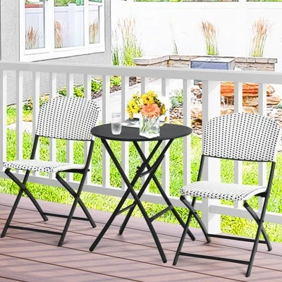 Tangkula 3PCS Patio Rattan Furniture Set Outdoor Chairs & Coffee Table Wicker Bistro Table Set For Balcony Lawn Garden 3 Tangkula 3PCS Patio Rattan Furniture Set Outdoor Chairs & Coffee Table Wicker Bistro Table Set For Balcony Lawn Garden