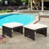 Tangkula 2 PCS Outdoor Wicker Ottoman Patio Rattan Furniture Metal Footrest Seat Square Footstool With Cushion -Tangkula GUEST e8db5ab2 157e 40eb a907 ba18fd7cb2f3