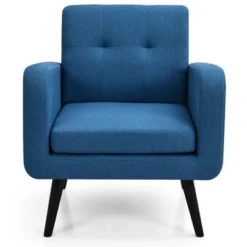 Tangkula Modern Upholstered Accent Chair Linen Fabric Single Sofa With Rubber Wood Leg Grey/ Blue 13 Tangkula Modern Upholstered Accent Chair Linen Fabric Single Sofa With Rubber Wood Leg Grey/ Blue -Tangkula GUEST eb7cbddf 88f1 4710 9b16 b9e530cf2ff7