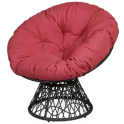Tangkula Rattan Papasan Chair Ergonomic Chair All-Weather Wicker 360-Degree Swivel Cushion For Outdoor & Indoor Red/Black/Green -Tangkula GUEST ec5ae5cf a44a 44e5 a323 060037f121cf