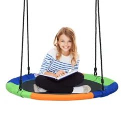 Tangkula 40" Flying Saucer Tree Swing Set Outdoor Round Swing W/Adjustable Hanging Ropes For Children Tree Park Backyard -Tangkula GUEST ed29ee2a d772 4115 8ed2 b549b83cfbdd
