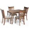 Tangkula 5 PCS Retro Dining Table Set W/ Dining Table & 4 Upholstered Chairs Rustic Brown -Tangkula GUEST ed455d9a 5e31 4f57 aa99 f971cf1c2621