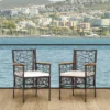 Tangkula Patio PE Rattan Dining Chairs Set Of 2/4 Patio PE Wicker Armchairs With Removable Cushions And Acacia Wood Armrests -Tangkula GUEST ed6158e1 505f 4294 b563 96c19f4b85b3