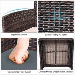 Tangkula 3-Piece Patio Wicker Rattan Furniture Set Conversation Sofa Set W/Coffee Table Grey -Tangkula GUEST eda0c82f 5e05 43fe 8c64 c17f2e41df47