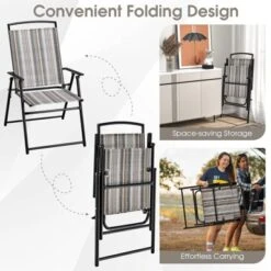 Tangkula Outdoor Folding Chairs Set Of 2/4 Lightweight High Back Chairs W/ Armrests Heavy-Duty Metal Frame -Tangkula GUEST edbe67e3 0065 46db aa32 259a1e476608