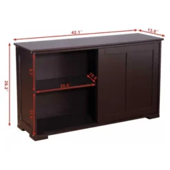 Tangkula Wood Buffet Cupboard Kitchen Storage Cabinet Sideboard W/ Sliding Door -Tangkula GUEST ee0e875d 9561 4cce b358 7d9e9e3f9ff3