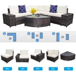 Tangkula 6-Piece Outdoor Rattan Conversation Set Sectional Sofa Set With Arc-Shaped Table 11 Tangkula 6-Piece Outdoor Rattan Conversation Set Sectional Sofa Set With Arc-Shaped Table -Tangkula GUEST ee48b5e1 f8cf 4ff9 903b 63683ae03432
