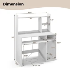 Tangkula Computer Desk W/ Charging Station 43.5” Gaming Table Workstation W/ Keyboard Tray CPU Stand & Storage Shelves White/Black -Tangkula GUEST ef43950e 0851 4846 be87 693fce28756e
