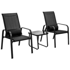 Tangkula 3PCS Patio Adjustable Back Stackable Chairs Side Table Set Bistro Set Classic Furniture Chair Set For Garden Black/Brown/Grey -Tangkula GUEST f0033eac 9d51 4da5 9239 0cf85ff2225d