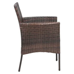 Tangkula 5 PCS Outdoor Rattan Dining Set Patio Wicker Conversation Set W/Cushioned Chair & Glass Table -Tangkula GUEST f01cc8f9 11db 4849 9f16 0a3bfda0ddd7