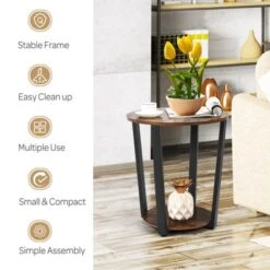 Tangkula 2-Tier Industrial Round End Table Metal Sofa Side Table W/ Storage Shelf 15 Tangkula 2-Tier Industrial Round End Table Metal Sofa Side Table W/ Storage Shelf -Tangkula GUEST f0c57c38 76bf 41df ac33 01b3201660c7
