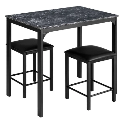 Tangkula 3 Pieces Counter Height Table Set 2 Chairs Bar Dining Room Faux Marble 10 Tangkula 3 Pieces Counter Height Table Set 2 Chairs Bar Dining Room Faux Marble - Image 8