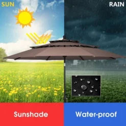 Tangkula Outdoor Auto-tilt Patio Market Umbrella W/ Double Vented -Tangkula GUEST f31c8de1 f4db 41ea b83e ef82ef6a7200