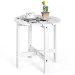 Tangkula 18’’ Outdoor Round Side Table Wooden Coffee Table Suitable For Garden Patio Balcony White/Gray/Black -Tangkula GUEST f359f0dc 58a7 4ecb a7db 9d79f28323bb