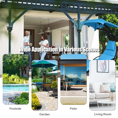 Tangkula Patio Hammock Chair Floating Hanging Chaise Lounge Chair W/ Canopy 10 Tangkula Patio Hammock Chair Floating Hanging Chaise Lounge Chair W/ Canopy - Image 8