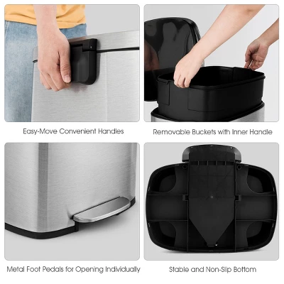 Tangkula 13.2 Gallon Stainless Steel Step Trash Can Garbage Can Airtight Silent Step Bin 4 Tangkula 13.2 Gallon Stainless Steel Step Trash Can Garbage Can Airtight Silent Step Bin - Image 2