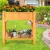Tangkula Outdoor 8 Grids Raised Garden Bed Elevated Planter Box Kit W/Liner & Shelf For Backyard Patio