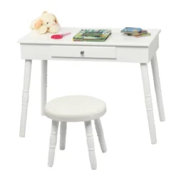 Tangkula Kids Princess Vanity Table Set W/ Chair Crown Mirror White 15 Tangkula Kids Princess Vanity Table Set W/ Chair Crown Mirror White -Tangkula GUEST f4458266 8b9b 4123 a171 092c50006f3f