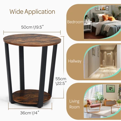Tangkula 2-Tier Industrial Round End Table Metal Sofa Side Table W/ Storage Shelf 8 Tangkula 2-Tier Industrial Round End Table Metal Sofa Side Table W/ Storage Shelf - Image 6