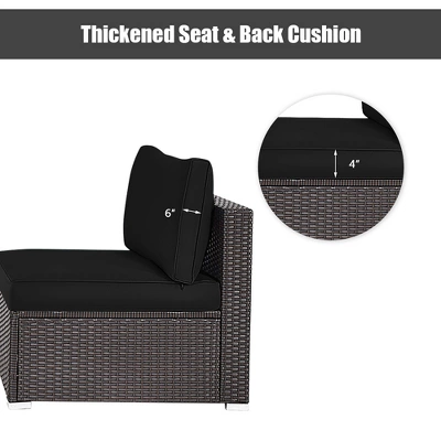 Tangkula 2PCS Patio Sectional Armless Sofas Outdoor Rattan Furniture Set W/ Cushions Black 9 Tangkula 2PCS Patio Sectional Armless Sofas Outdoor Rattan Furniture Set W/ Cushions Black - Image 7