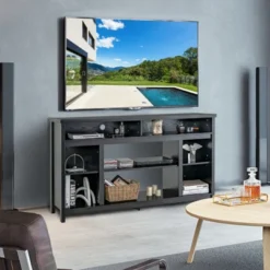 Tangkula 58" TV Stand Entertainment Console Center W/ Adjustable Open Shelves Up To 65" 11 Tangkula 58" TV Stand Entertainment Console Center W/ Adjustable Open Shelves Up To 65" -Tangkula GUEST f633d7f4 e559 4983 b360 b3416169b453