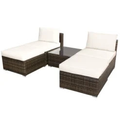 Tangkula 5-Piece Outdoor Rattan Wicker Sofa Set Lounge Chair With White Cushions -Tangkula GUEST f6a2bb65 4e7e 4884 beec 41e1cf967c37